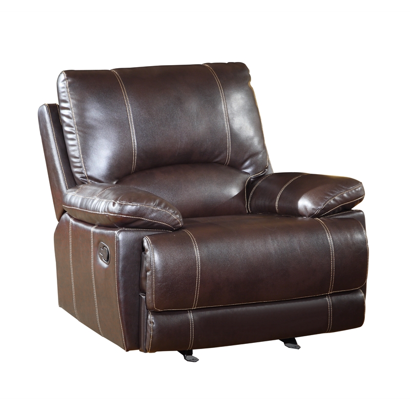 Titan Furnishings Transitional Faux Leather Upholstered Sofa Set in Brown