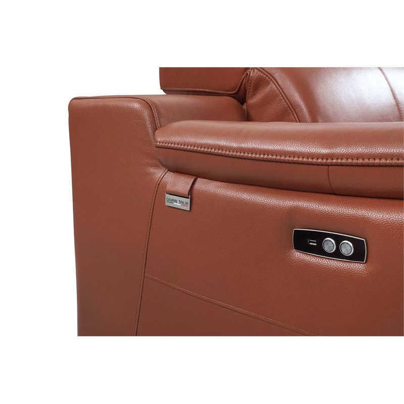 Titan Furnishings Genuine Italian Leather Power Reclining Loveseat in Brown