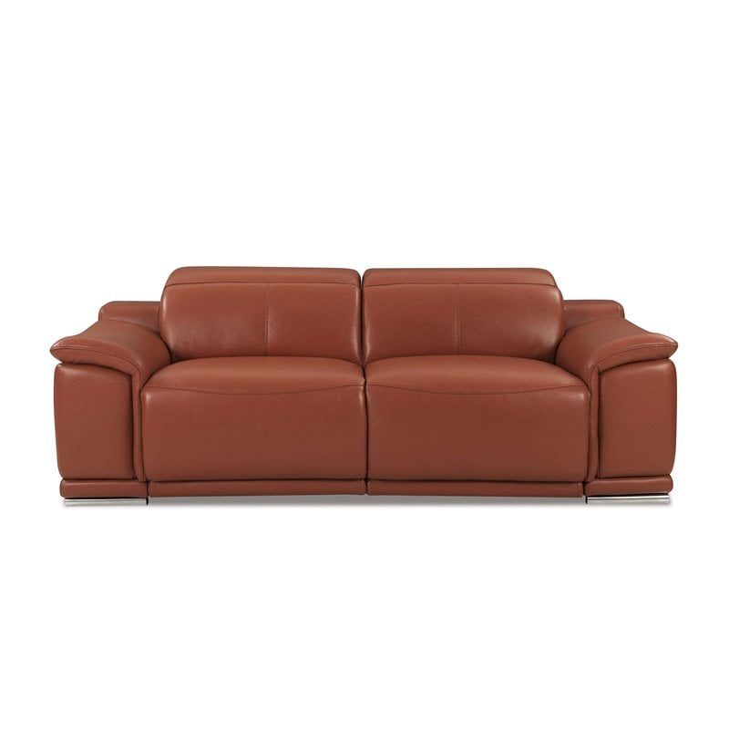 Titan Furnishings Genuine Italian Leather Power Reclining Sofa in Camel