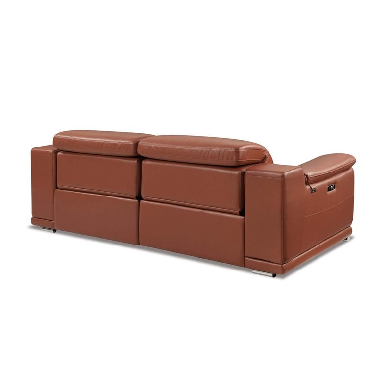 Titan Furnishings Genuine Italian Leather Power Reclining Sofa in Camel