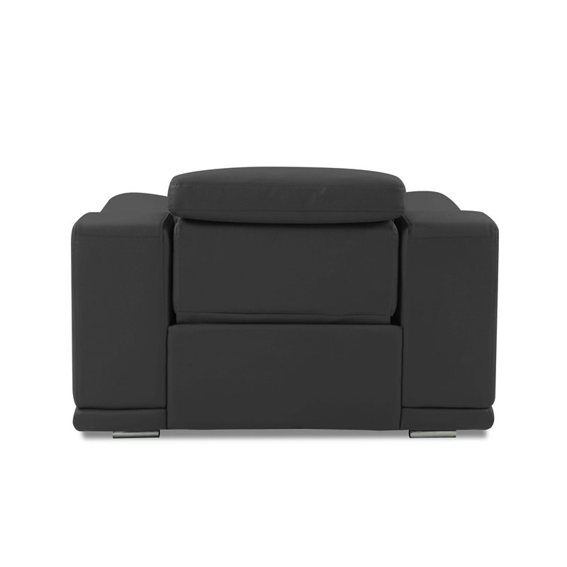 Titan Furnishings Genuine Leather Power Reclining Sofa Set in Dark Gray