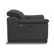 Titan Furnishings Genuine Leather Power Reclining Sofa Set in Dark Gray