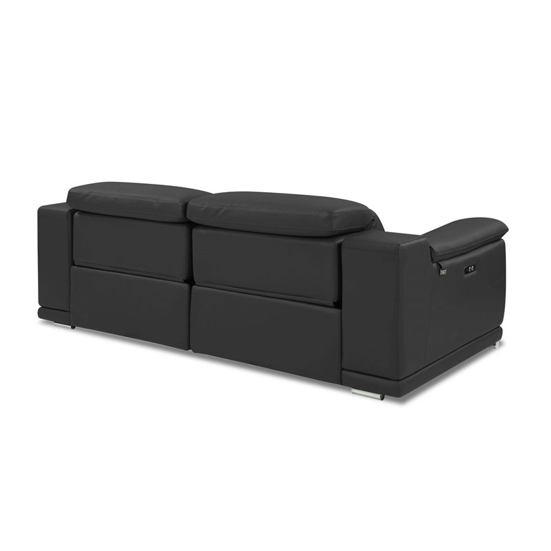 Titan Furnishings Genuine Leather Power Reclining Sofa Set in Dark Gray