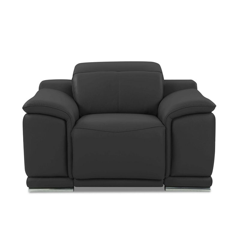 Titan Furnishings Genuine Italian Leather Power Reclining Chair in Dark Gray