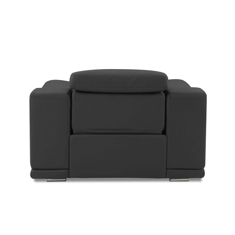 Titan Furnishings Genuine Italian Leather Power Reclining Chair in Dark Gray