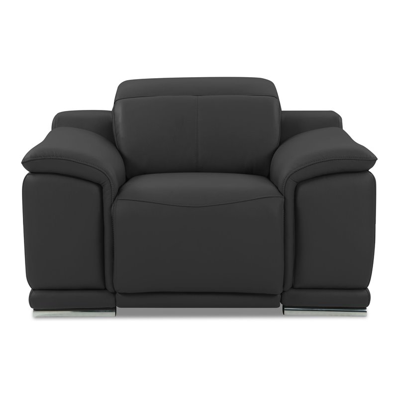Titan Furnishings Genuine Italian Leather Power Reclining Chair in Dark Gray