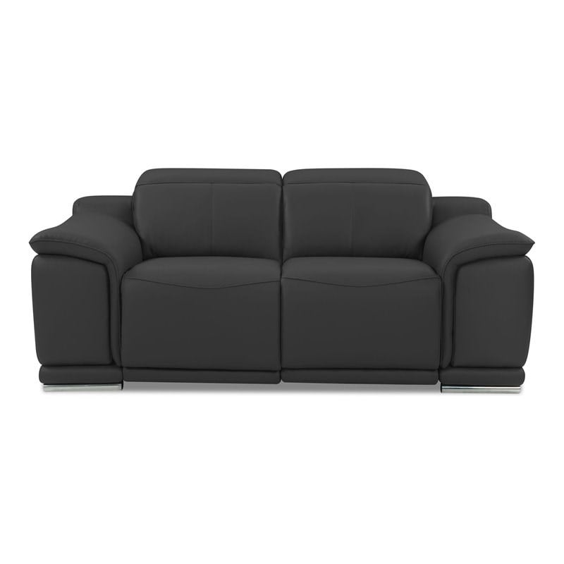 Titan Furnishings Genuine Italian Leather Power Reclining Loveseat in Dark Gray