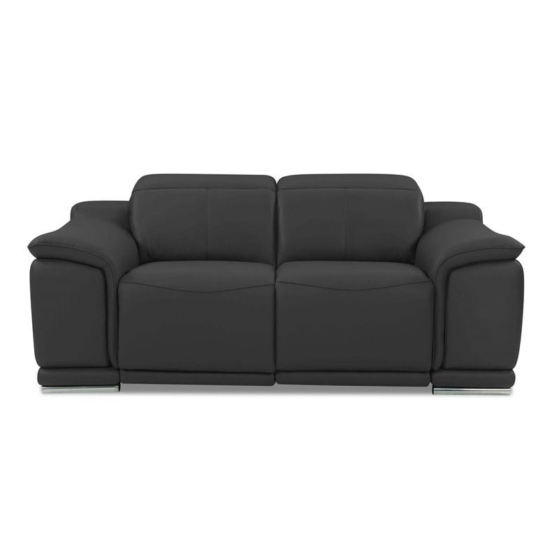 Titan Furnishings Genuine Italian Leather Power Reclining Loveseat in Dark Gray