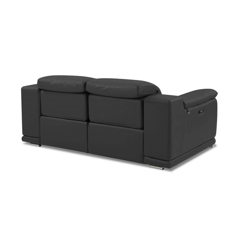 Titan Furnishings Genuine Italian Leather Power Reclining Loveseat in Dark Gray