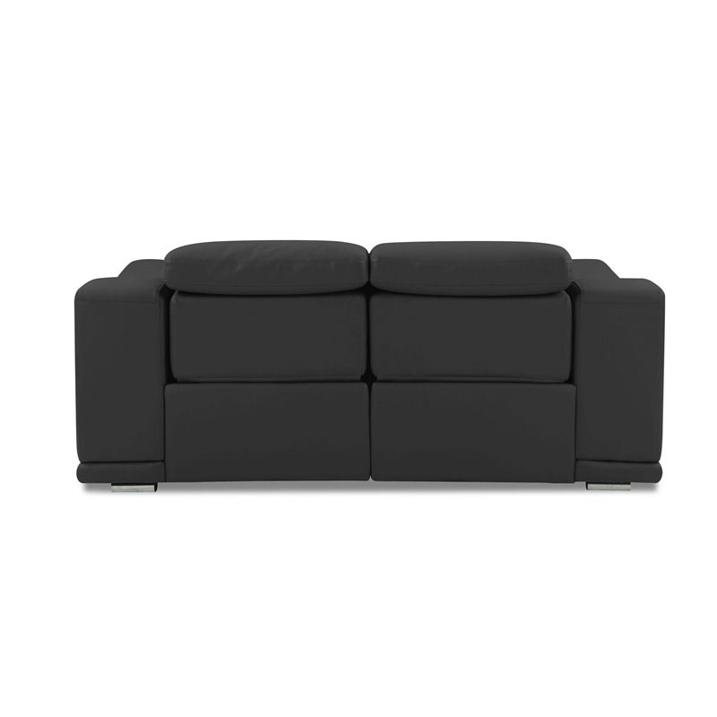 Titan Furnishings Genuine Italian Leather Power Reclining Loveseat in Dark Gray