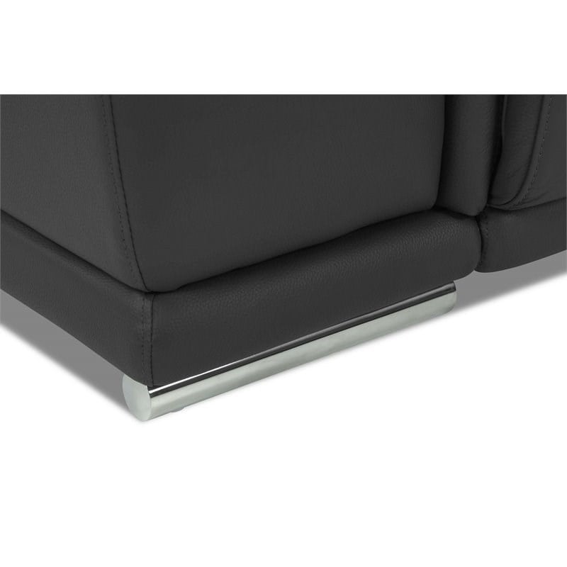 Titan Furnishings Genuine Italian Leather Power Reclining Loveseat in Dark Gray