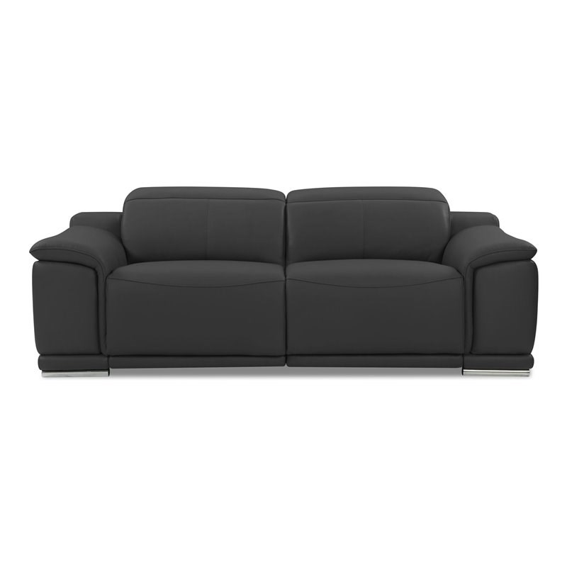 Titan Furnishings Genuine Italian Leather Power Reclining Sofa in Dark Gray