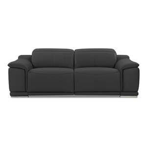 Titan Furnishings Genuine Italian Leather Power Reclining Sofa in Dark Gray