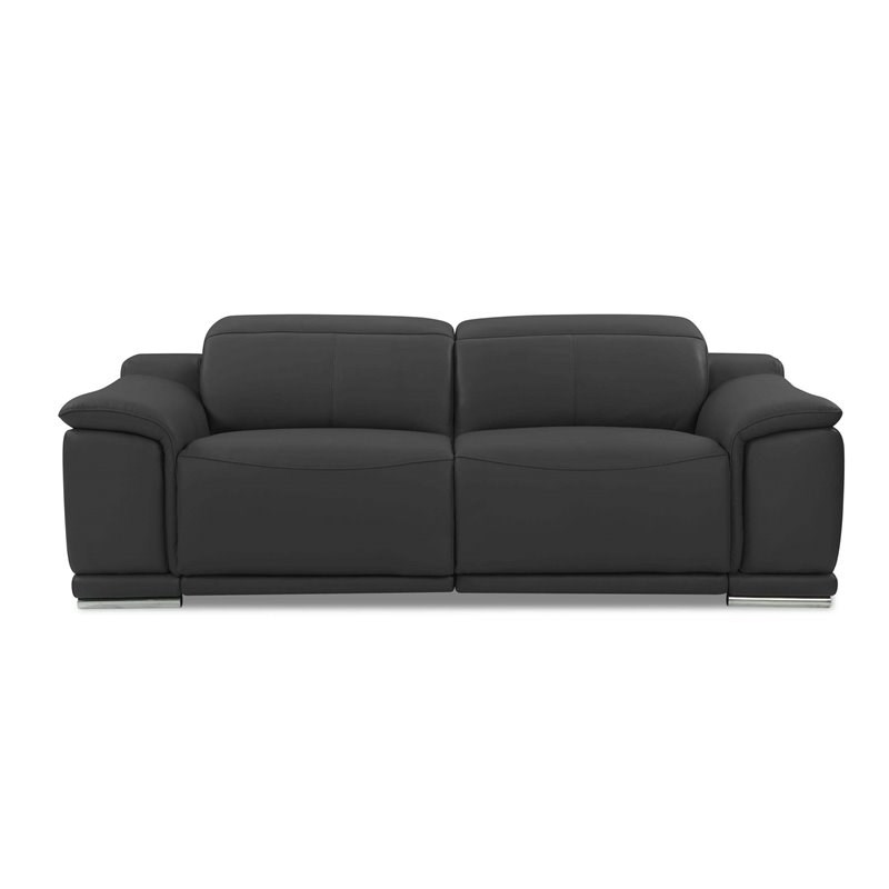 Titan Furnishings Genuine Italian Leather Power Reclining Sofa in Dark Gray