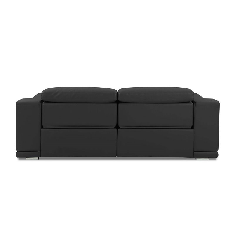 Titan Furnishings Genuine Italian Leather Power Reclining Sofa in Dark Gray