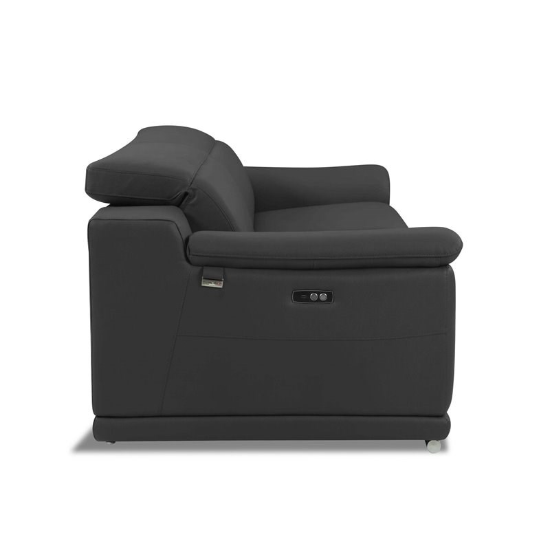 Titan Furnishings Genuine Italian Leather Power Reclining Sofa in Dark Gray