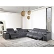 Titan Furnishings 6-Piece 1 Console 3-Power Reclining Leather Sectional in Gray