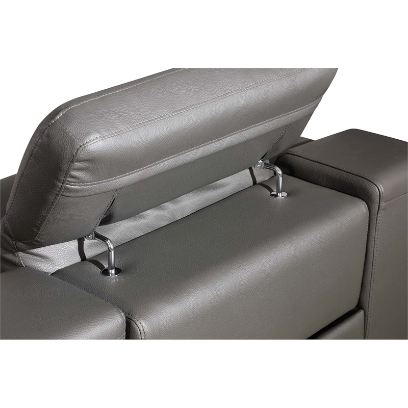 Titan Furnishings 6-Piece 1 Console 3-Power Reclining Leather Sectional in Gray
