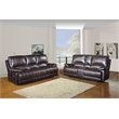 Titan Furnishings Transitional Faux Leather Sofa with Console Loveseat in Brown