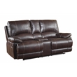 Titan Furnishings Transitional Faux Leather Sofa with Console Loveseat in Brown
