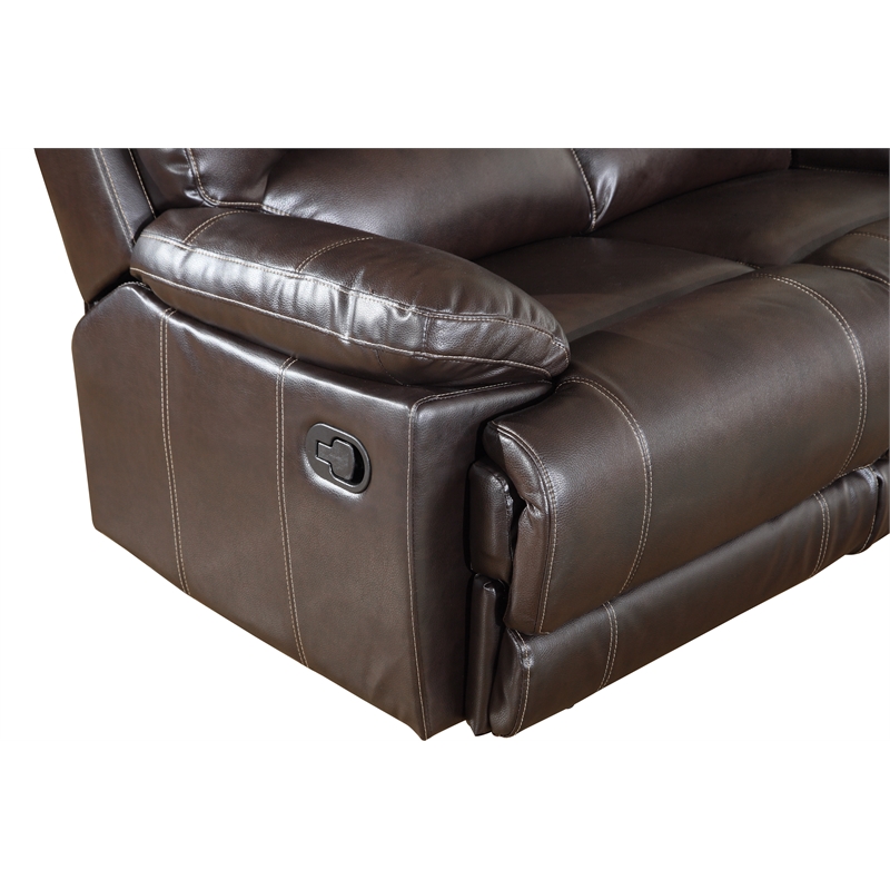 Titan Furnishings Transitional Faux Leather Sofa with Console Loveseat in Brown