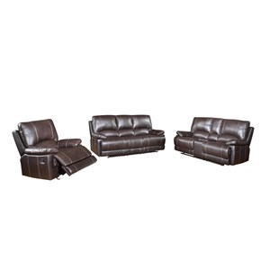 Titan Furnishings Faux Leather Sofa Set with Console Loveseat in Brown