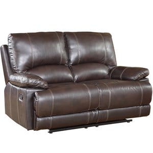 Titan Furnishings 65&quot Transitional Faux Leather Loveseat in Brown