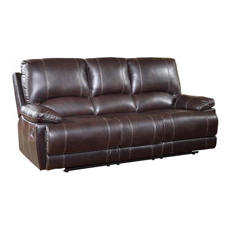 Titan Furnishings Faux Leather Upholstered Sofa with Fiber Back in Brown