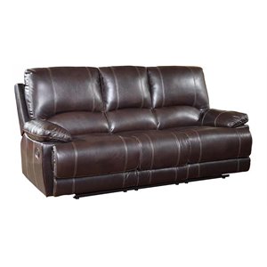 Titan Furnishings Faux Leather Upholstered Sofa with Fiber Back in Brown