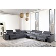 Titan Furnishings 8-Piece 2-Console 3-Power Reclining Leather Sectional in Gray
