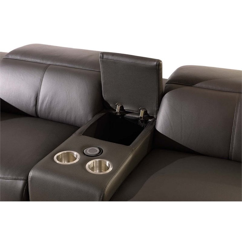 Titan Furnishings 8-Piece 2-Console 3-Power Reclining Leather Sectional in Gray