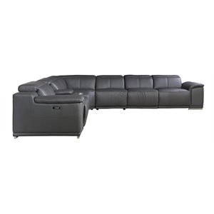 Titan Furnishings 8-Piece 2-Console 3-Power Reclining Leather Sectional in Gray