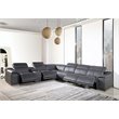 Titan Furnishings 7-Piece 1 Console 4-Power Reclining Leather Sectional in Gray