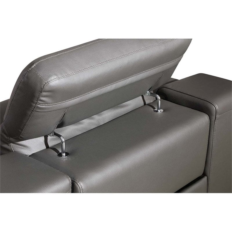 Titan Furnishings 7-Piece 1 Console 4-Power Reclining Leather Sectional in Gray