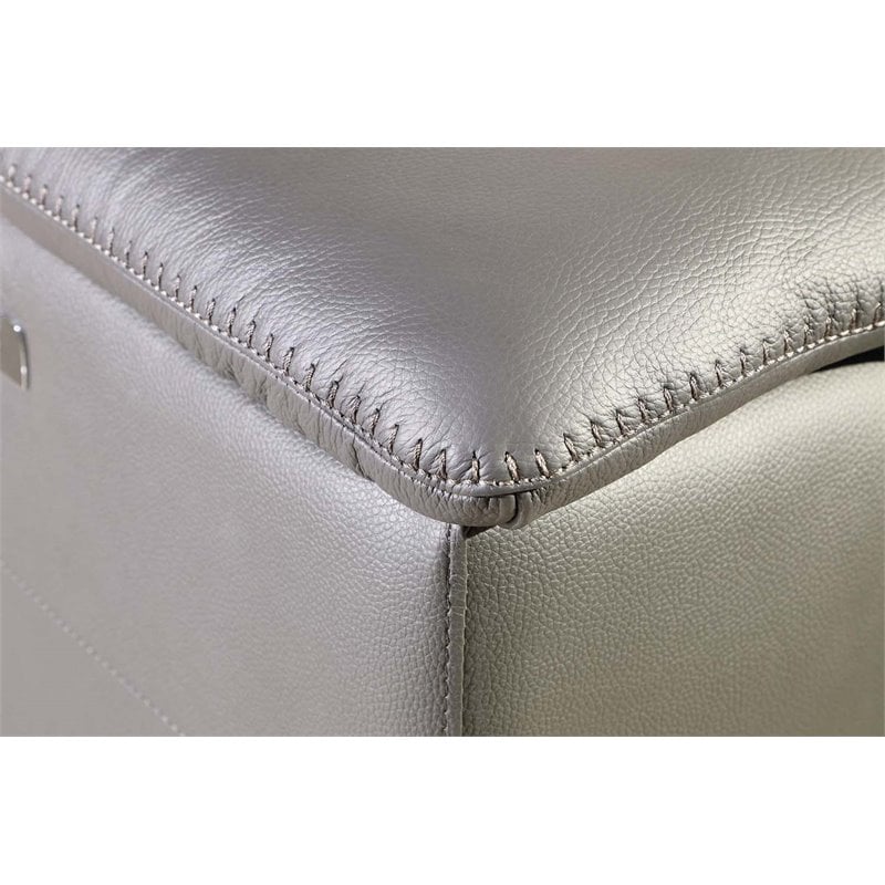 Titan Furnishings 7-Piece 1 Console 4-Power Reclining Leather Sectional in Gray