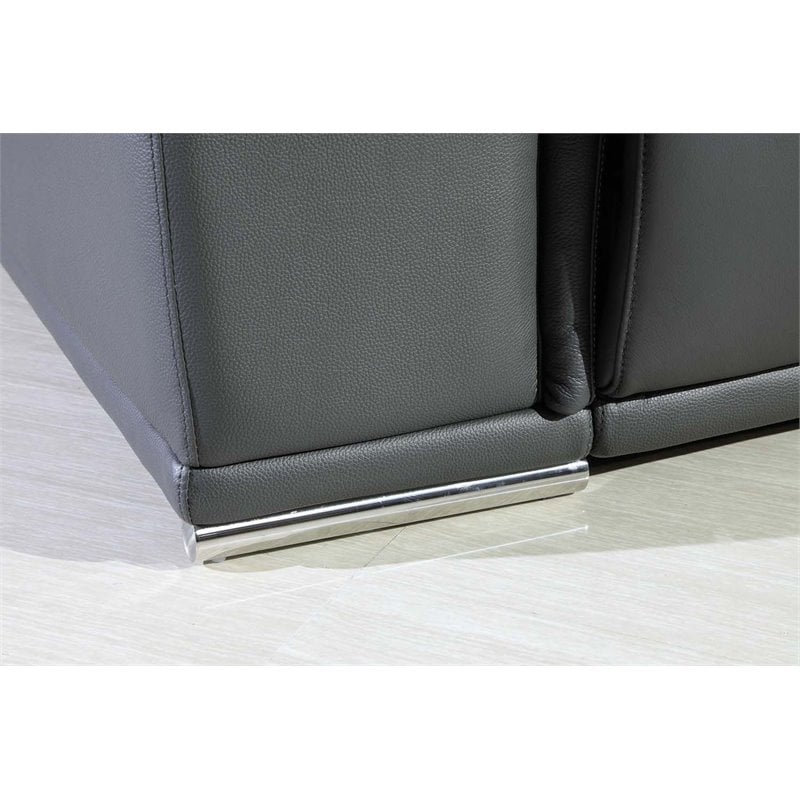 Titan Furnishings 7-Piece 1 Console 4-Power Reclining Leather Sectional in Gray