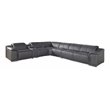 Titan Furnishings 7-Piece 1 Console 4-Power Reclining Leather Sectional in Gray