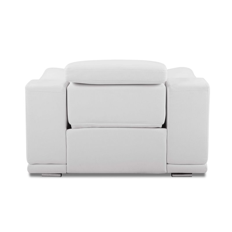 Titan Furnishings Genuine Leather Power Reclining Sofa Set in White
