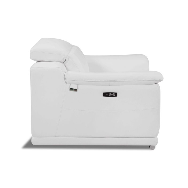 Titan Furnishings Genuine Leather Power Reclining Sofa Set in White