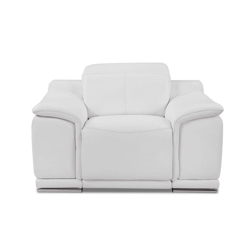Titan Furnishings Genuine Leather Power Reclining Sofa Set in White
