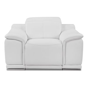 Titan Furnishings Genuine Leather Power Reclining Sofa Set in White