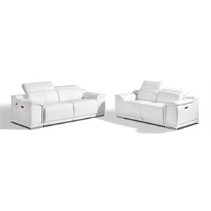 Titan Furnishings Genuine Leather Power Reclining Sofa & Loveseat in White