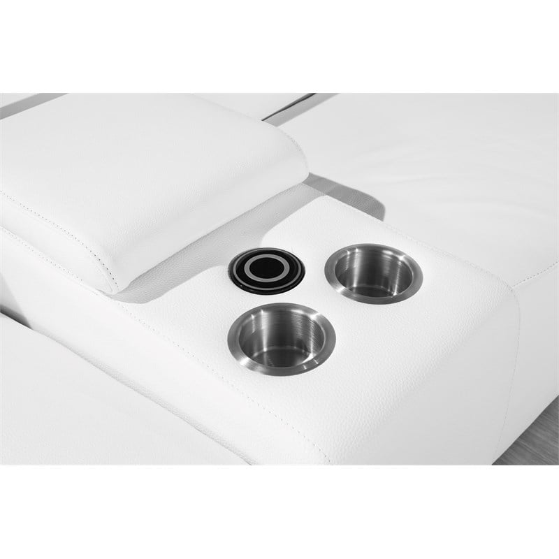 Titan Furnishings 6-Piece 1 Console 3-Power Reclining Leather Sectional in White