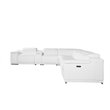 Titan Furnishings 7-Piece 1 Console 3-Power Reclining Leather Sectional in White