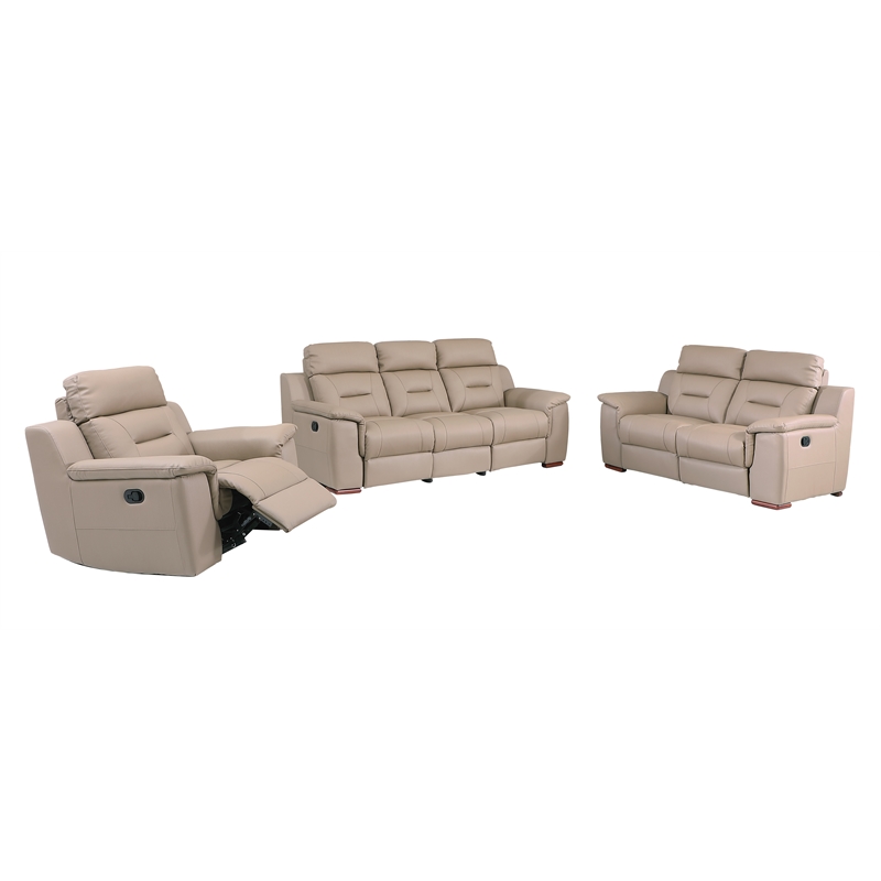 Titan Furnishings Modern Faux Leather Upholstered Sofa Set in Beige
