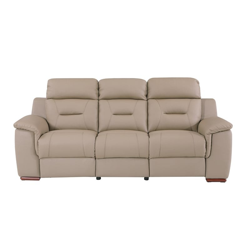 Titan Furnishings Modern Faux Leather Sofa and Loveseat in Beige
