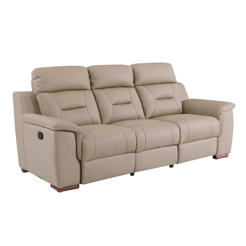 Titan Furnishings Modern Faux Leather Sofa and Loveseat in Beige