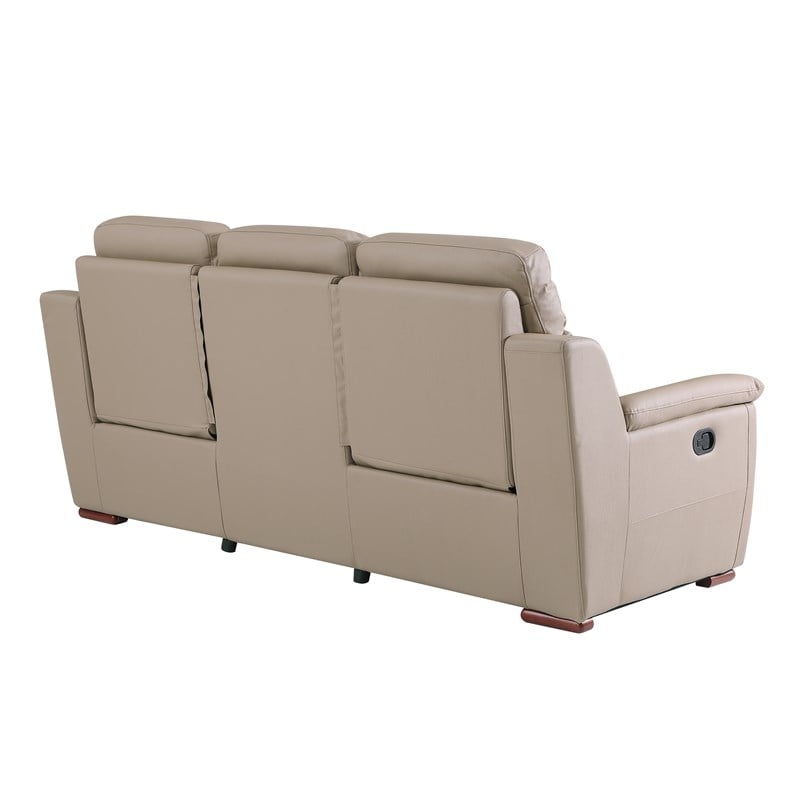 Titan Furnishings Modern Faux Leather Sofa and Loveseat in Beige