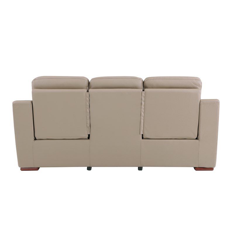 Titan Furnishings Modern Faux Leather Sofa and Loveseat in Beige