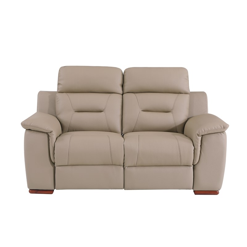 Titan Furnishings Modern Faux Leather Sofa and Loveseat in Beige